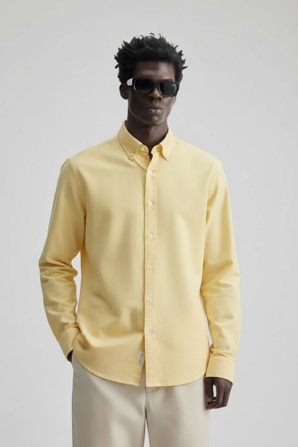 ZARA Button Down Oxford Cotton Shirt Lemon Slim Fit