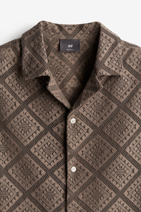 H&M REGULAR FIT CROCHET-LOOK RESORT SHIRT
