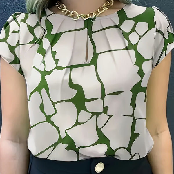 Shein Elegant Printed Short Sleeve Top