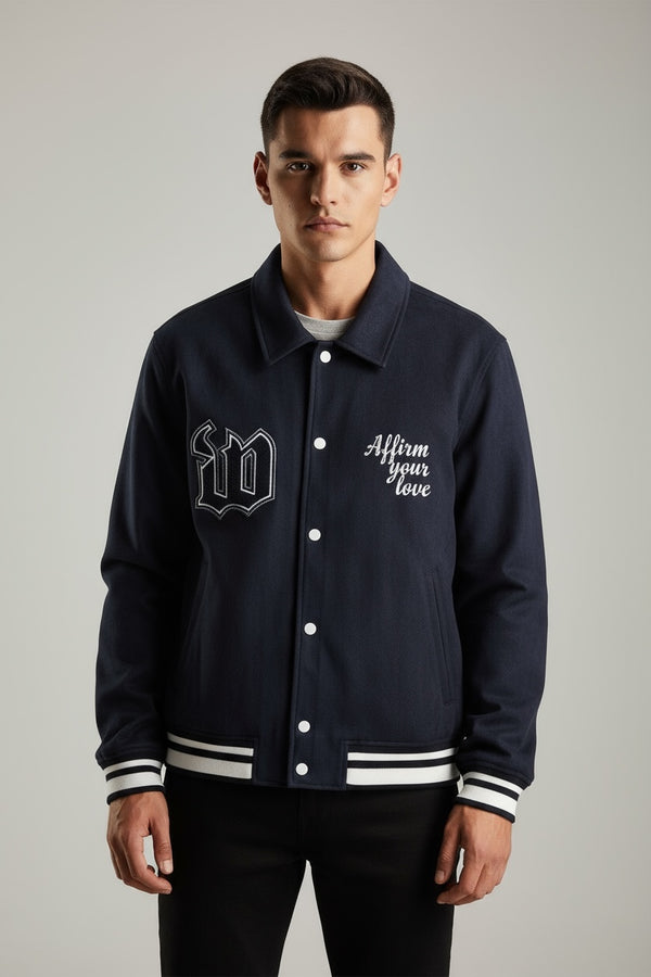 Zara Suede BaseBall Jacket Navy