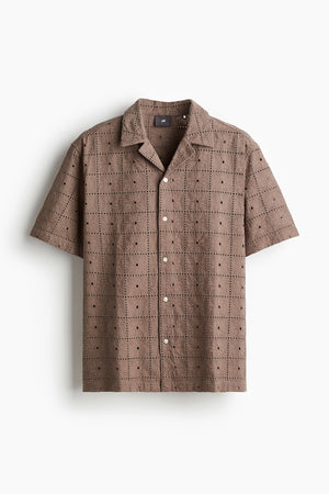 H&M REGULAR FIT TEXTURED-WEAVE RESORT SHIRT