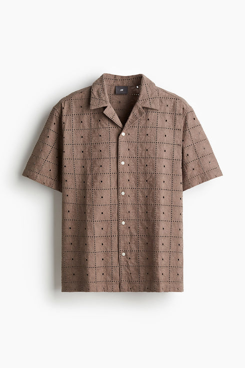 H&M REGULAR FIT TEXTURED-WEAVE RESORT SHIRT