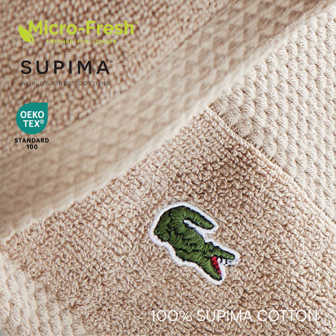 Lacoste Heritage 30X54 Cotton Bath Towel, 100% Supima Cotton, Micro-Fresh® Anti-Microbial