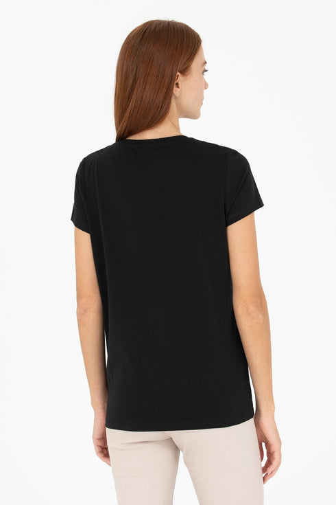 U.S POLO ASSN BLACK CREW NECK T.SHIRT