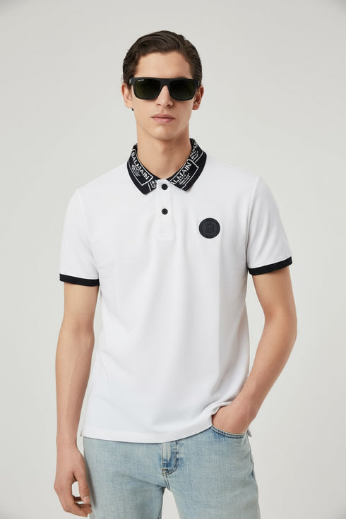 Balmain Printed Collar Patch Logo Polo