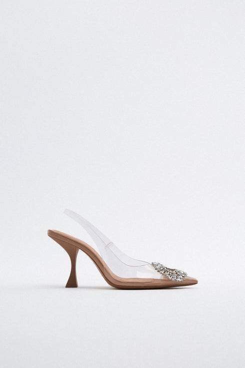 ZARA EMBELLISHED VINYL HIGH-HEEL SHOES