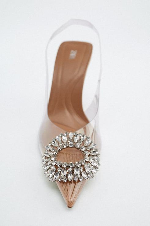 ZARA EMBELLISHED VINYL HIGH-HEEL SHOES
