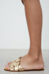 ZARA FLAT CRISS-CROSS LEATHER SLIDER SANDALS