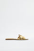 ZARA FLAT CRISS-CROSS LEATHER SLIDER SANDALS