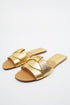 ZARA FLAT CRISS-CROSS LEATHER SLIDER SANDALS