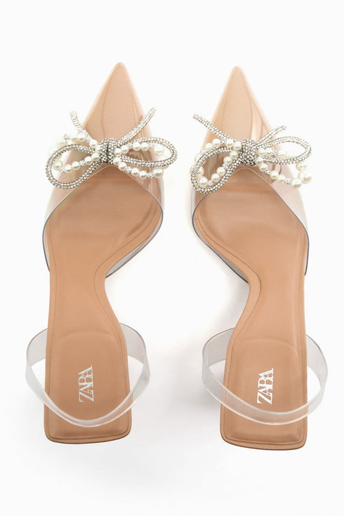 ZARA HEELED SLINGBACK VINYL SHOE