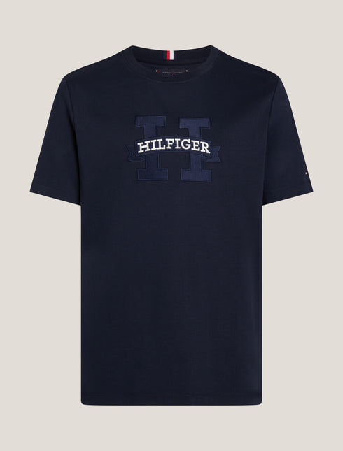 TOMMY HILFIGER SCROLL GRAPHIC TEE NAVY BLUE SLIM-FIT