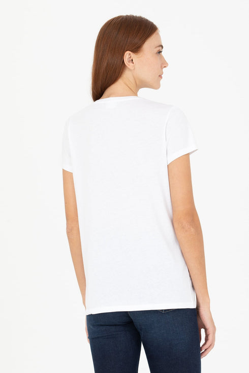 U.S POLO ASSN WHITE CREW NECK T.SHIRT