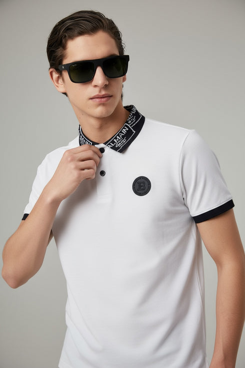 Balmain Printed Collar Patch Logo Polo