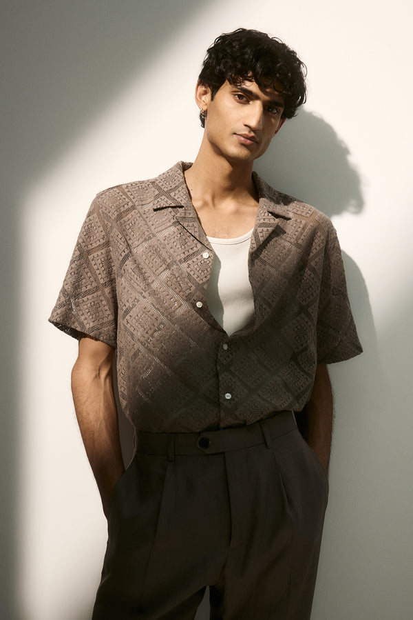H&M REGULAR FIT CROCHET-LOOK RESORT SHIRT