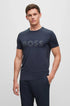 BOSS PERFORMANCE STRETCH T-SHIRT WITH DECORATIVE REFLECTIVE LOGO NAVY