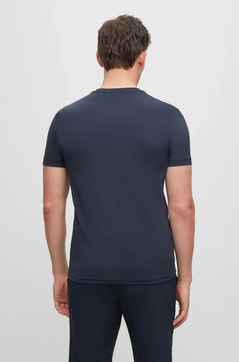 BOSS PERFORMANCE STRETCH T-SHIRT WITH DECORATIVE REFLECTIVE LOGO NAVY