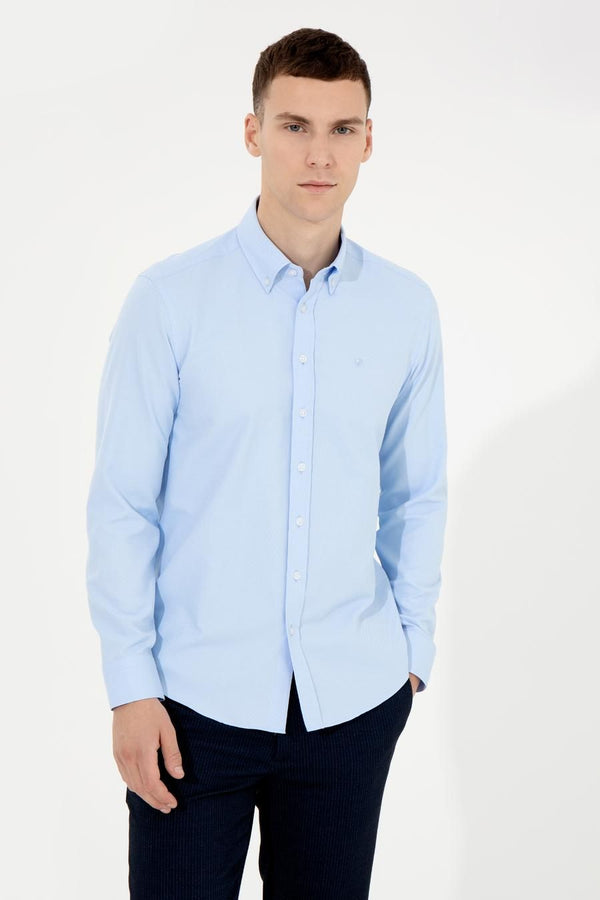 Pierre Cardin Men's Regular Blue Shirt