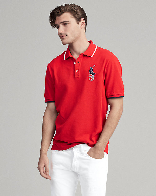 RALPH LAUREN USA FLAG PONY MESH POLO CLASSIC FIT