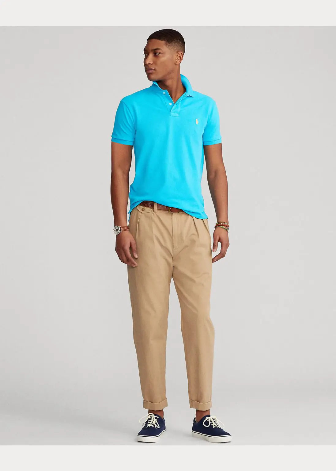 RALPH LAUREN SMALL PONY MESH POLO CUSTOM SLIM FIT SKY BLUE