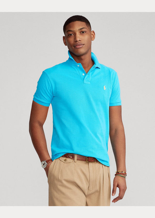 RALPH LAUREN SMALL PONY MESH POLO CUSTOM SLIM FIT SKY BLUE
