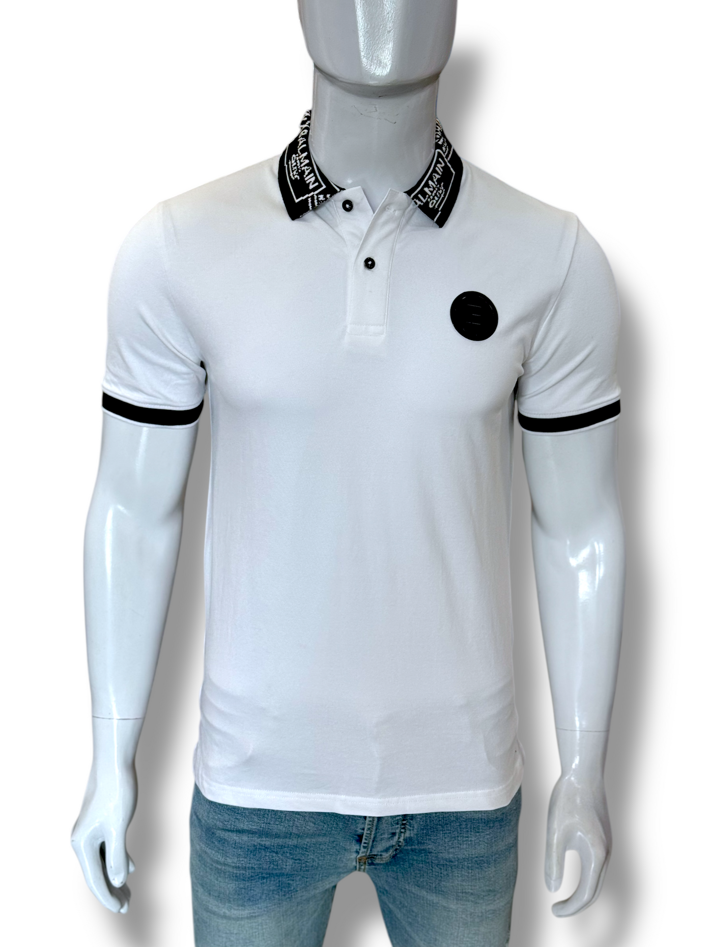 Balmain Printed Collar Patch Logo Polo