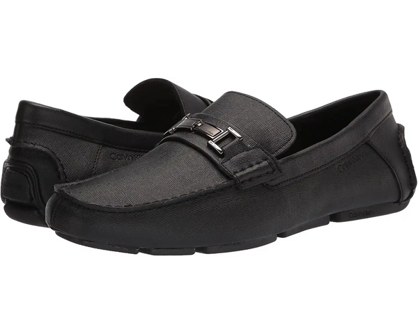 Calvin Klein Magnus Men's Slip-On Loafer in Black Weave Emboss