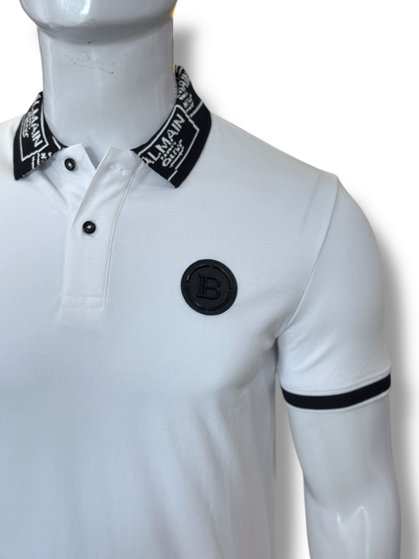 Balmain Printed Collar Patch Logo Polo