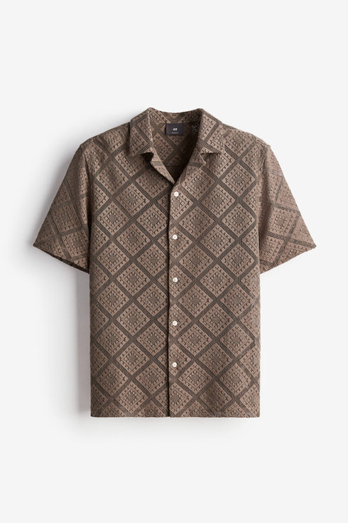 H&M REGULAR FIT CROCHET-LOOK RESORT SHIRT