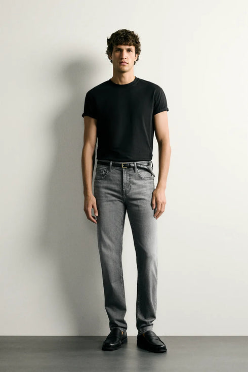 ZARA BASIC SLIM FIT LIGHT GREY JEANS