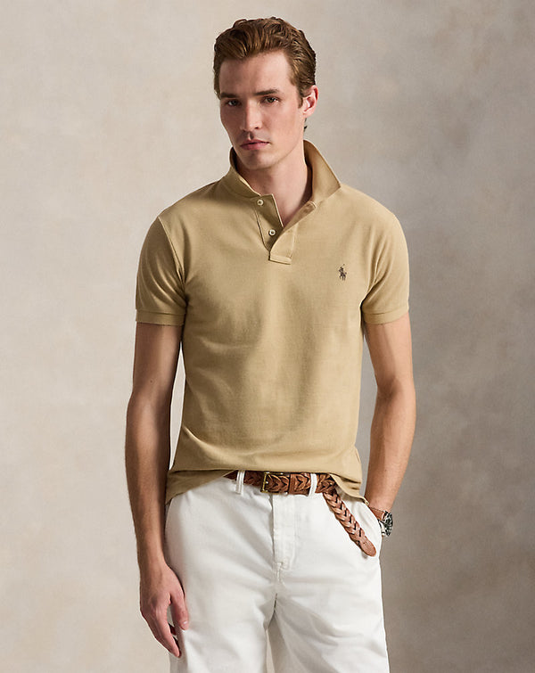 Ralph Lauren Small Pony Mesh Polo Shirt (Custom SlimFit) Beige