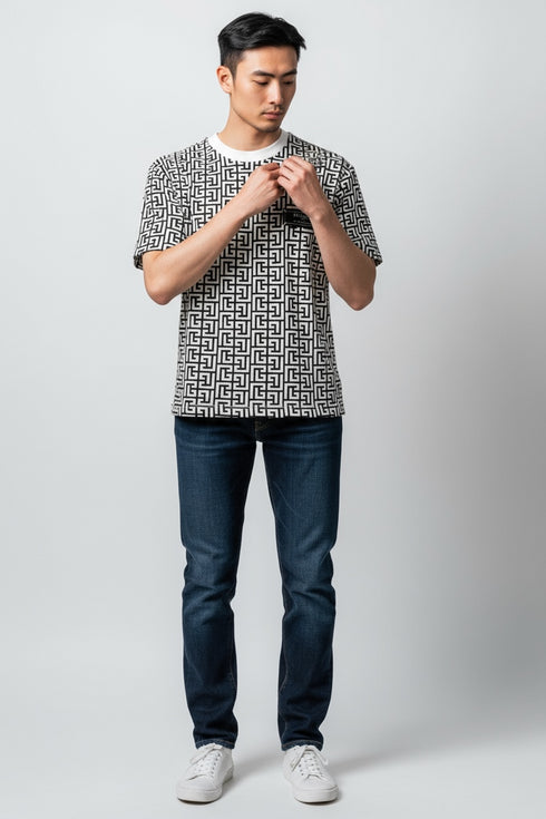 BALMAIN Labyrinth jacquard T-shirt