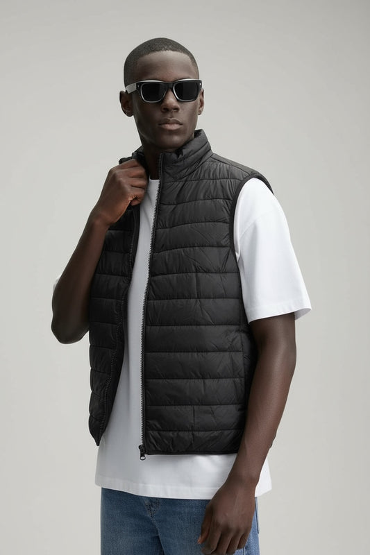 Zara Puffer Sleevless Jacket Black