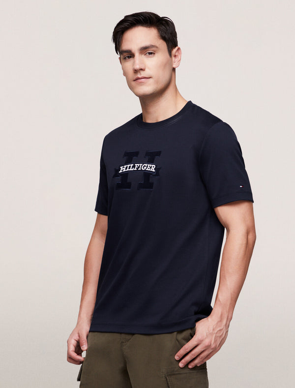 TOMMY HILFIGER SCROLL GRAPHIC TEE NAVY BLUE SLIM-FIT