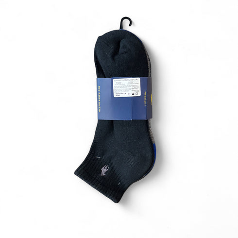 Ralph Lauren Men's Athletic 4-Pair Low Cut Socks Black/Gray/Blue