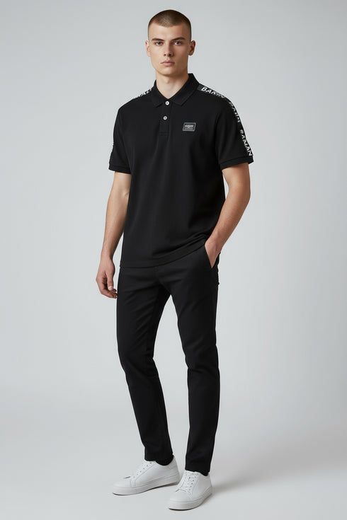 Balmain Leather Patch Logo Polo