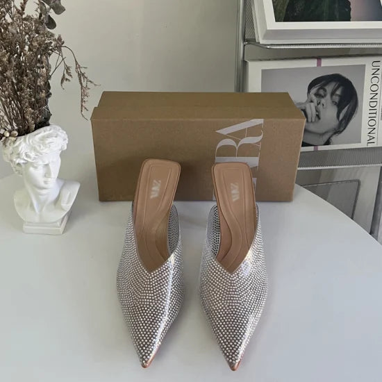 ZARA Rhinestone/Clear Heels!