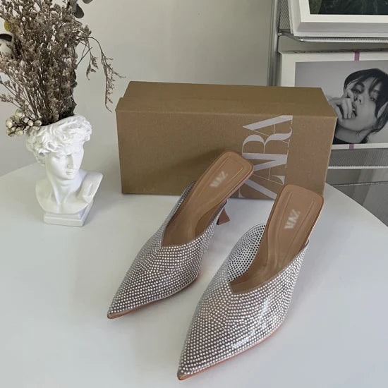 ZARA Rhinestone/Clear Heels!