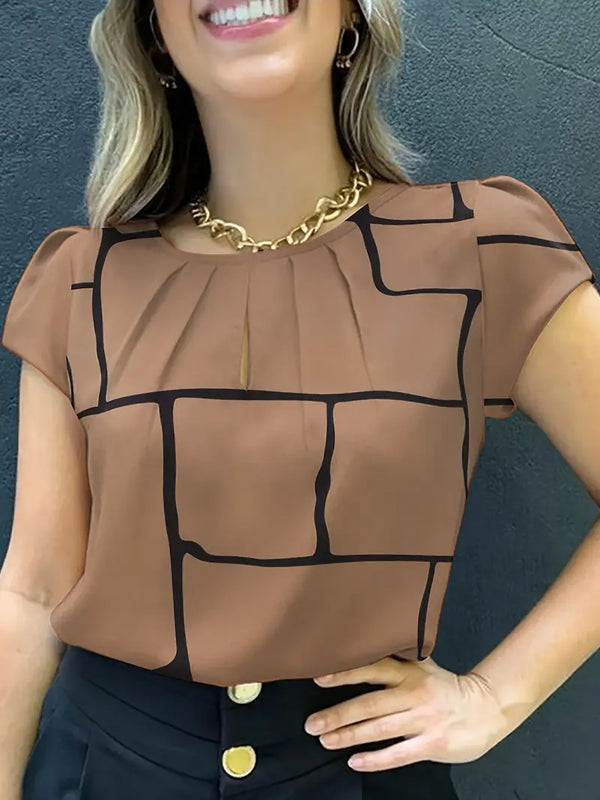 Shein Elegant Printed Short Sleeve Top
