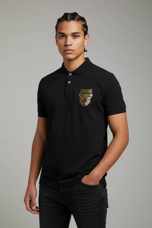 CAVALLI CLASS TIGER LOGO BLACK POLO