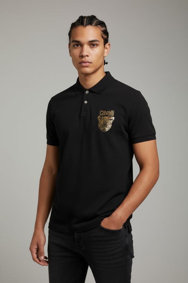 CAVALLI CLASS TIGER LOGO BLACK POLO