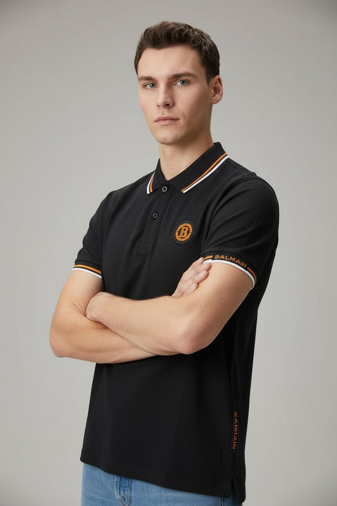 Balmain Tip Collar Patch Logo Polo