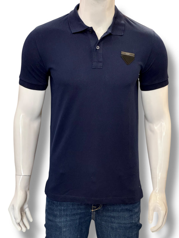 PRADA Pique Polo Shirt Navy Blue