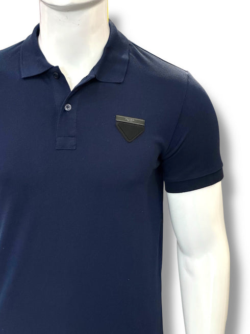 PRADA Pique Polo Shirt Navy Blue