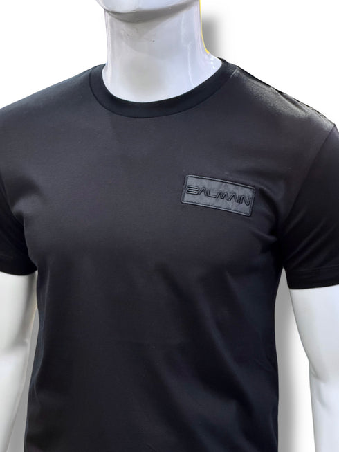Balmain Patch Logo Cotton T Shirt