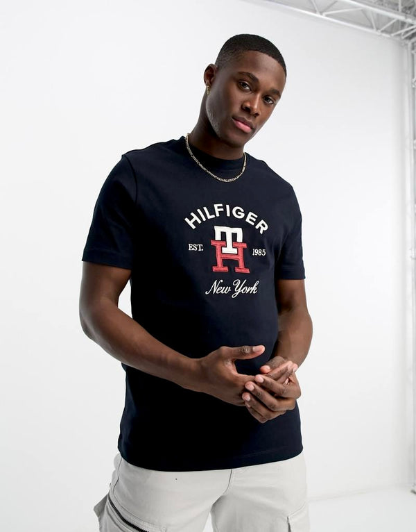 Tommy Hilfiger Graphic Logo Black Cotton Slim-Fit T-Shirt