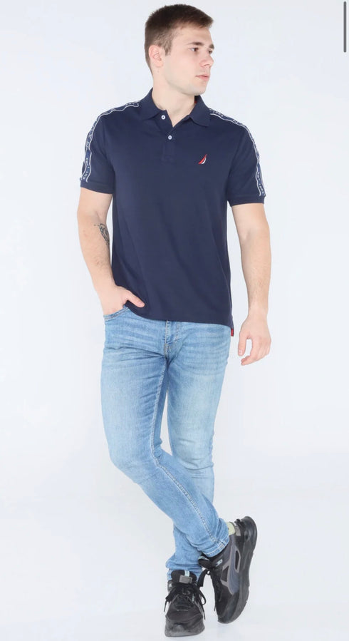 Nautica Navy Blue Men's Polo Neck T-Shirt
