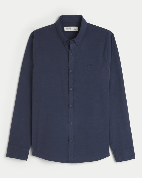 Hollister LONG-SLEEVE OXFORD SHIRT Navy