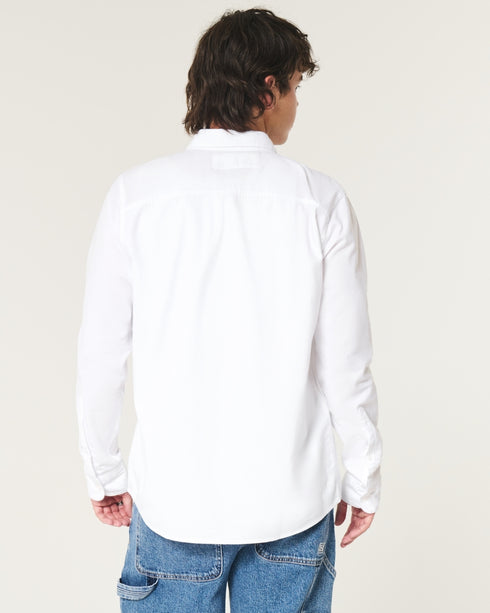 Hollister LONG-SLEEVE OXFORD SHIRT White