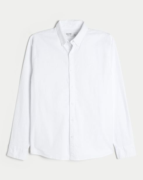 Hollister LONG-SLEEVE OXFORD SHIRT White